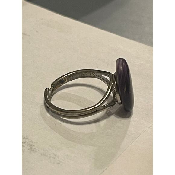 Vintage Sterling Silver Russian Natural Charoite  Purple Stone Ring - Picture 6 of 6